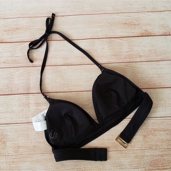 LOFT Beach Triangle Bikini Halter Top in Black - Picture 7 of 9
